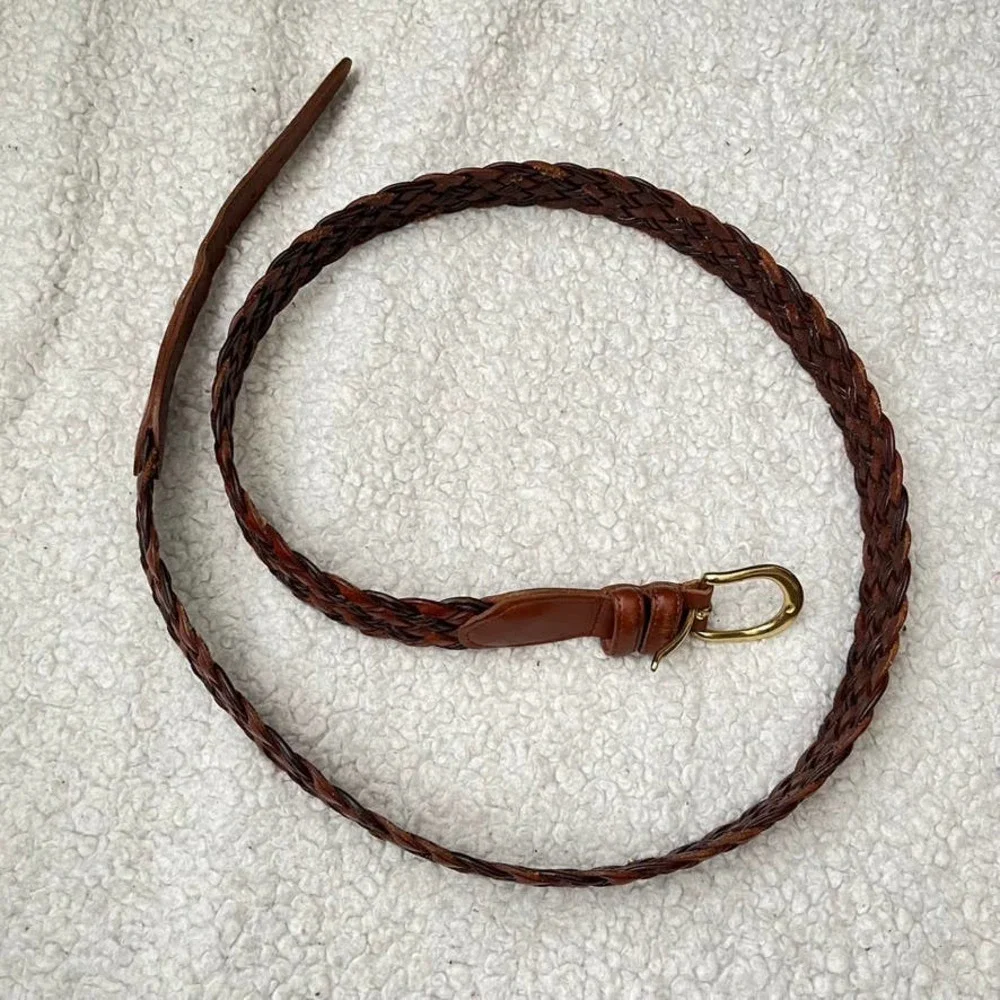 Coach Braided Woven Leather Belt in British Tan Size 42/105